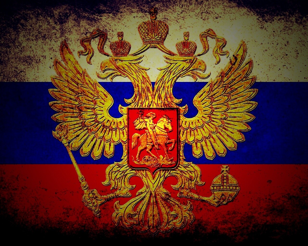 Флаг России в стиле гранж обои