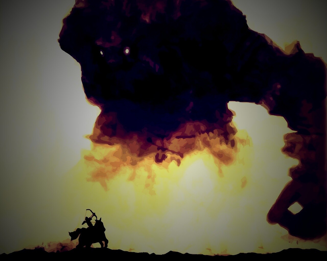 Всадник и огромный голем обои