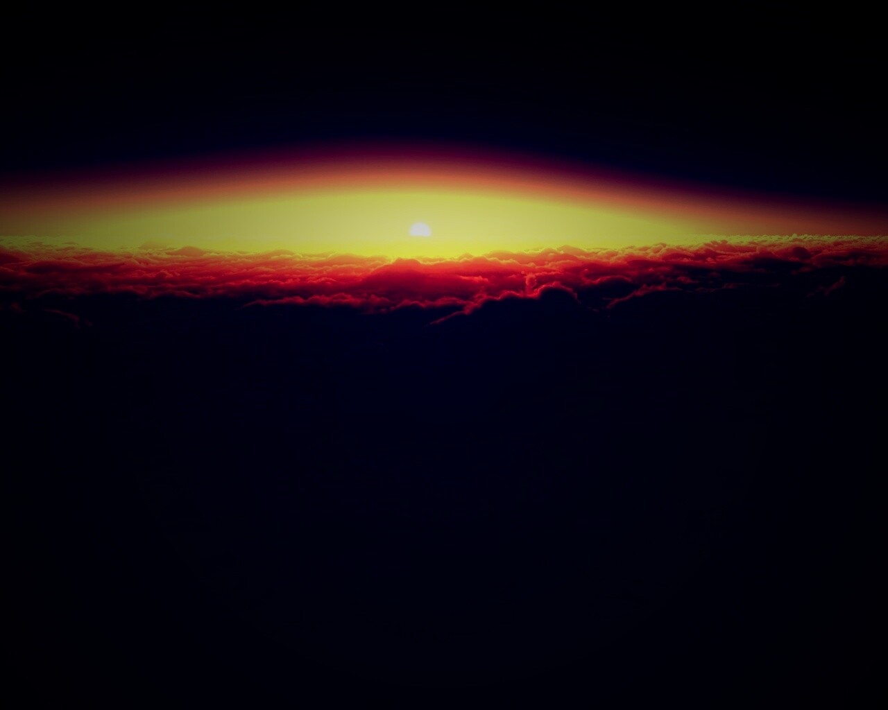 Закат над облаками обои