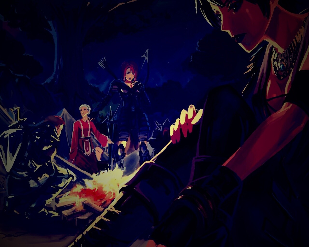 Рисунок Морриган в лагере обои