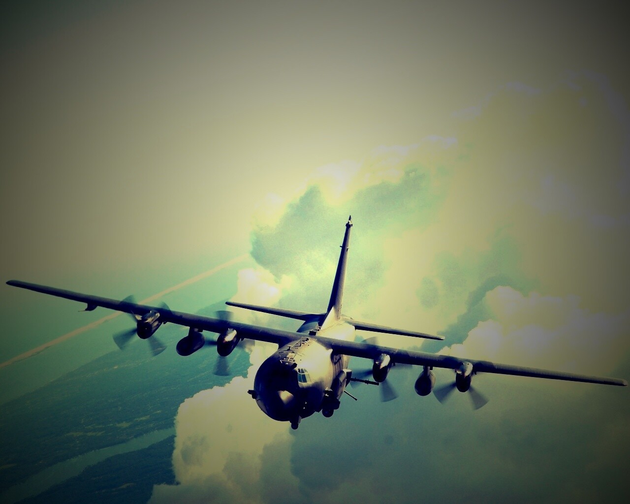 Самолет АС-130 обои