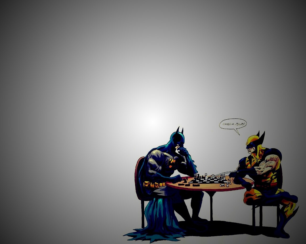 Бэтмен и Расомаха играют в шахматы обои