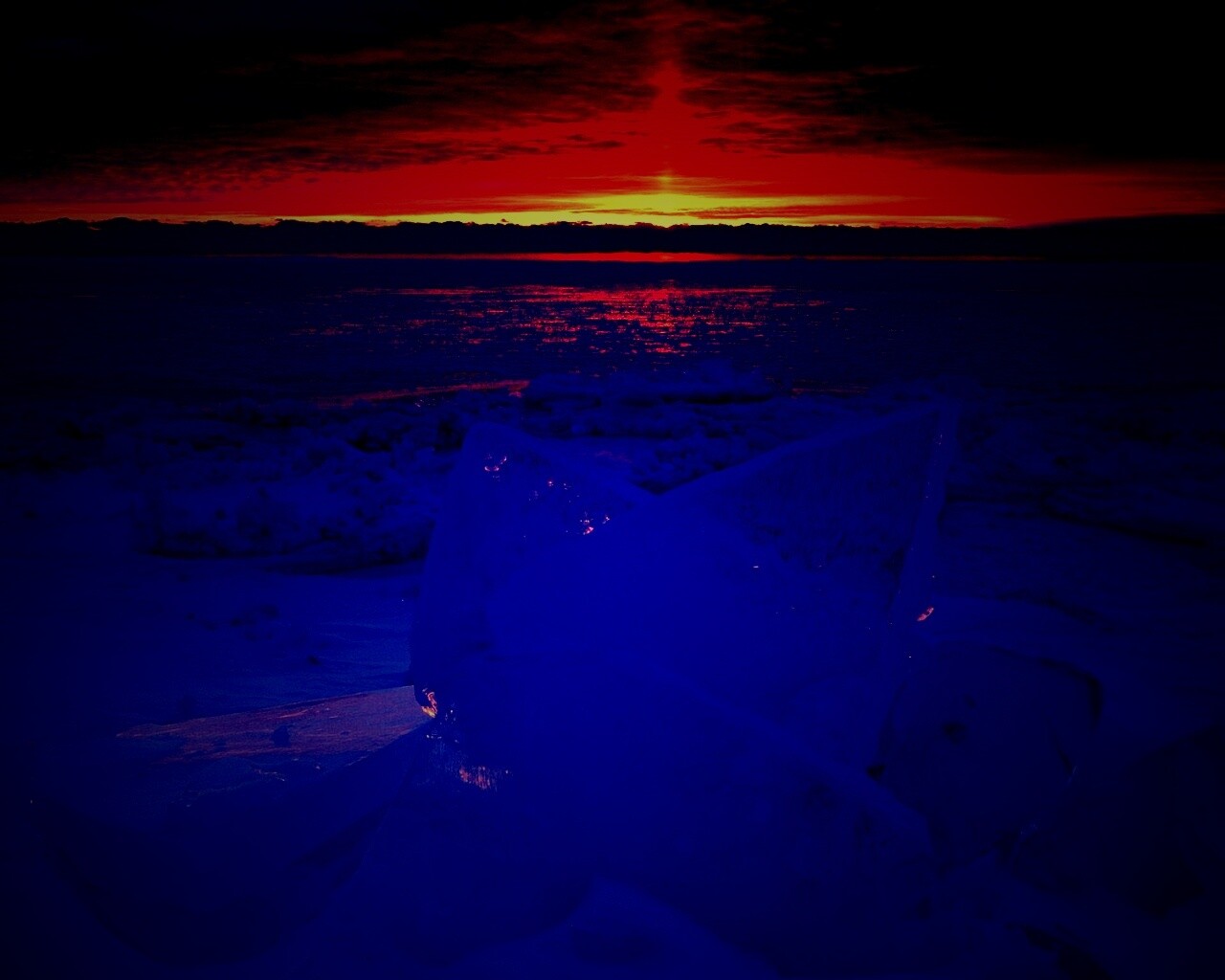 Река на закате обои