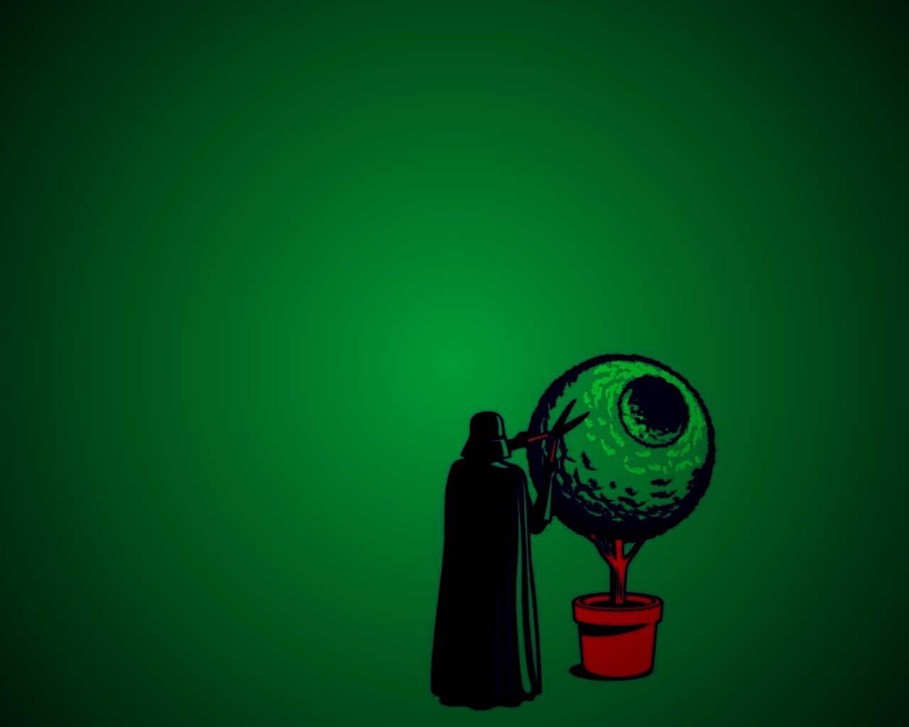 Дарт Вейдер постригает куст обои