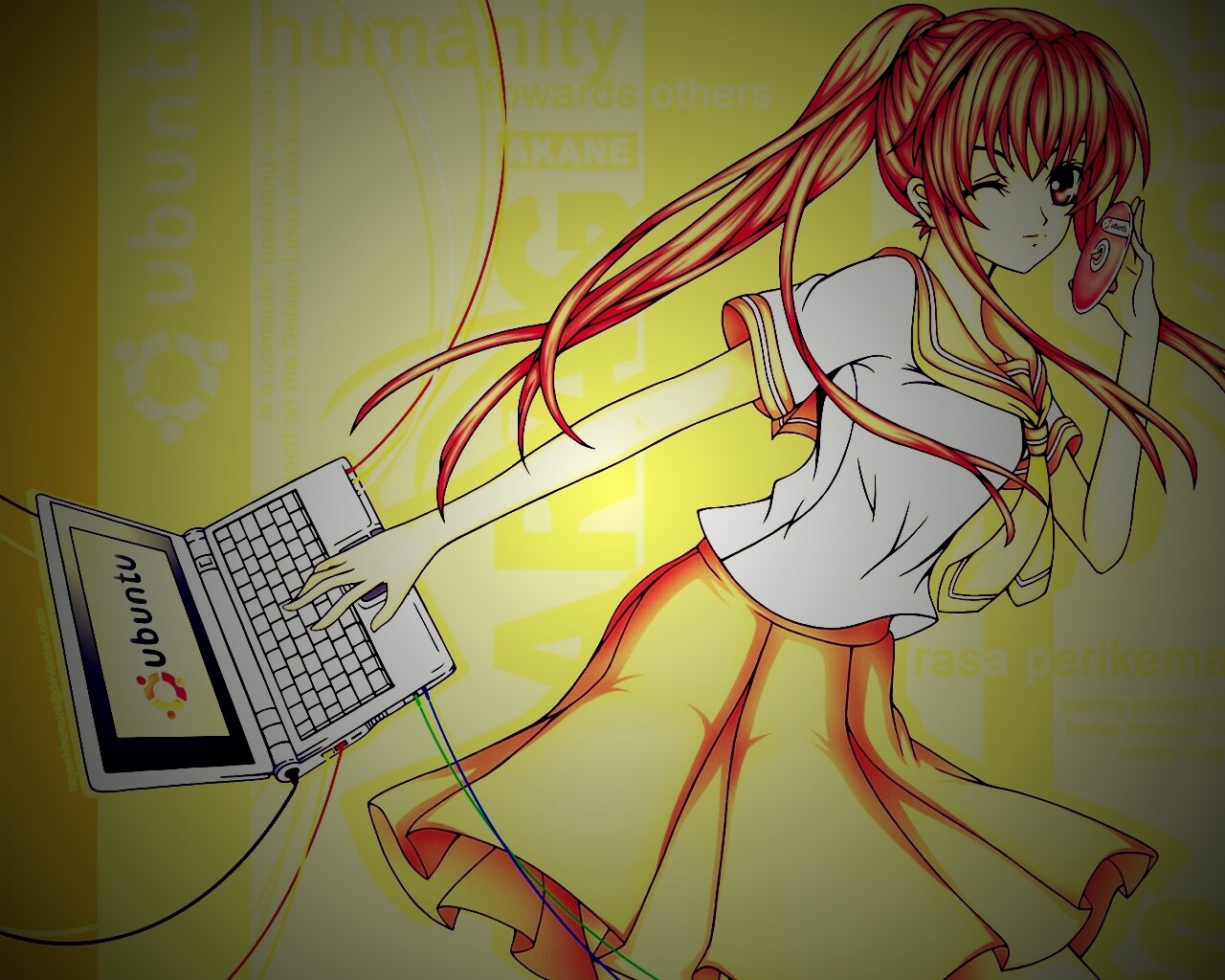 Ubuntu  в аниме обои