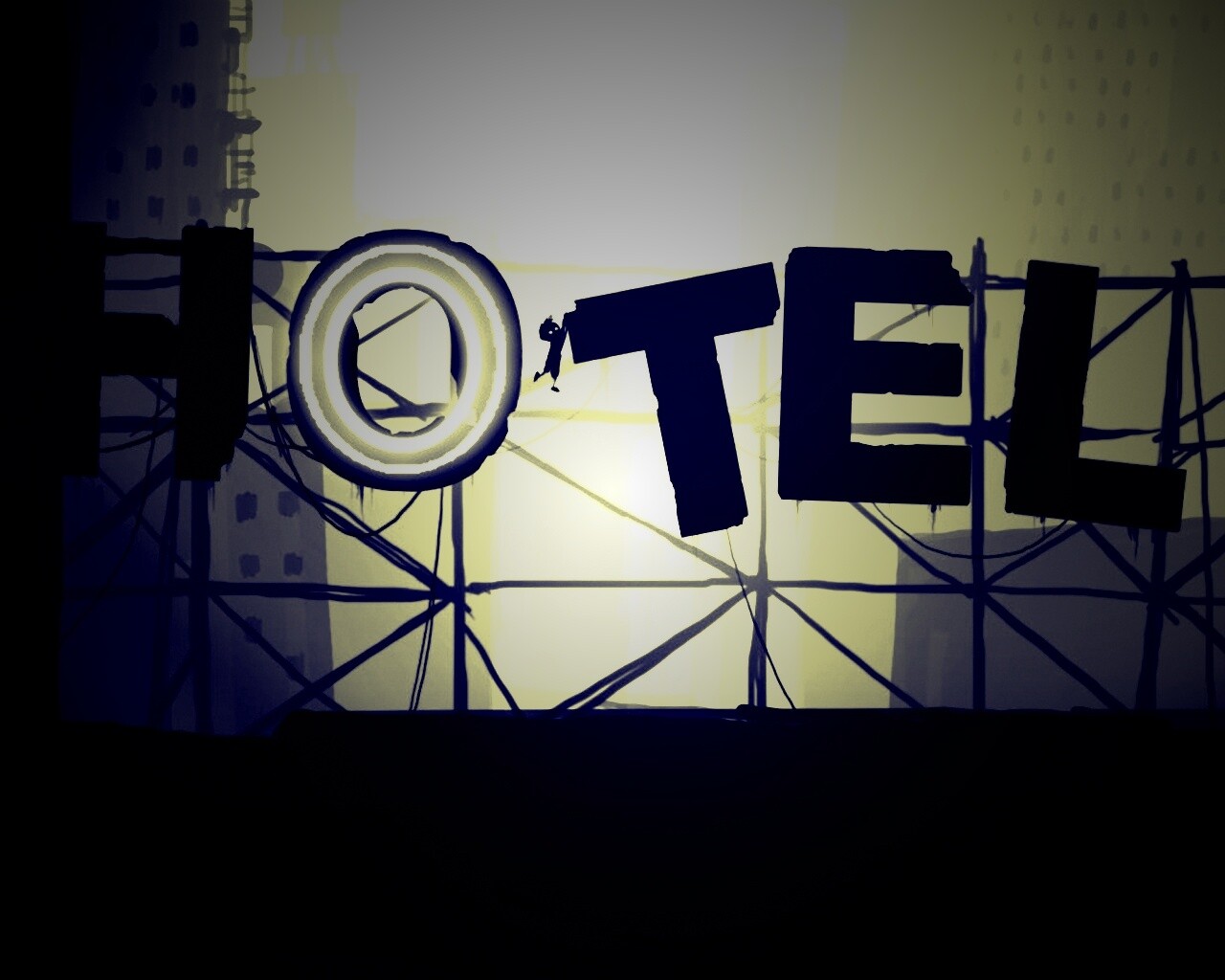 Мальчик из Limbo на вывеске "Hotel" обои
