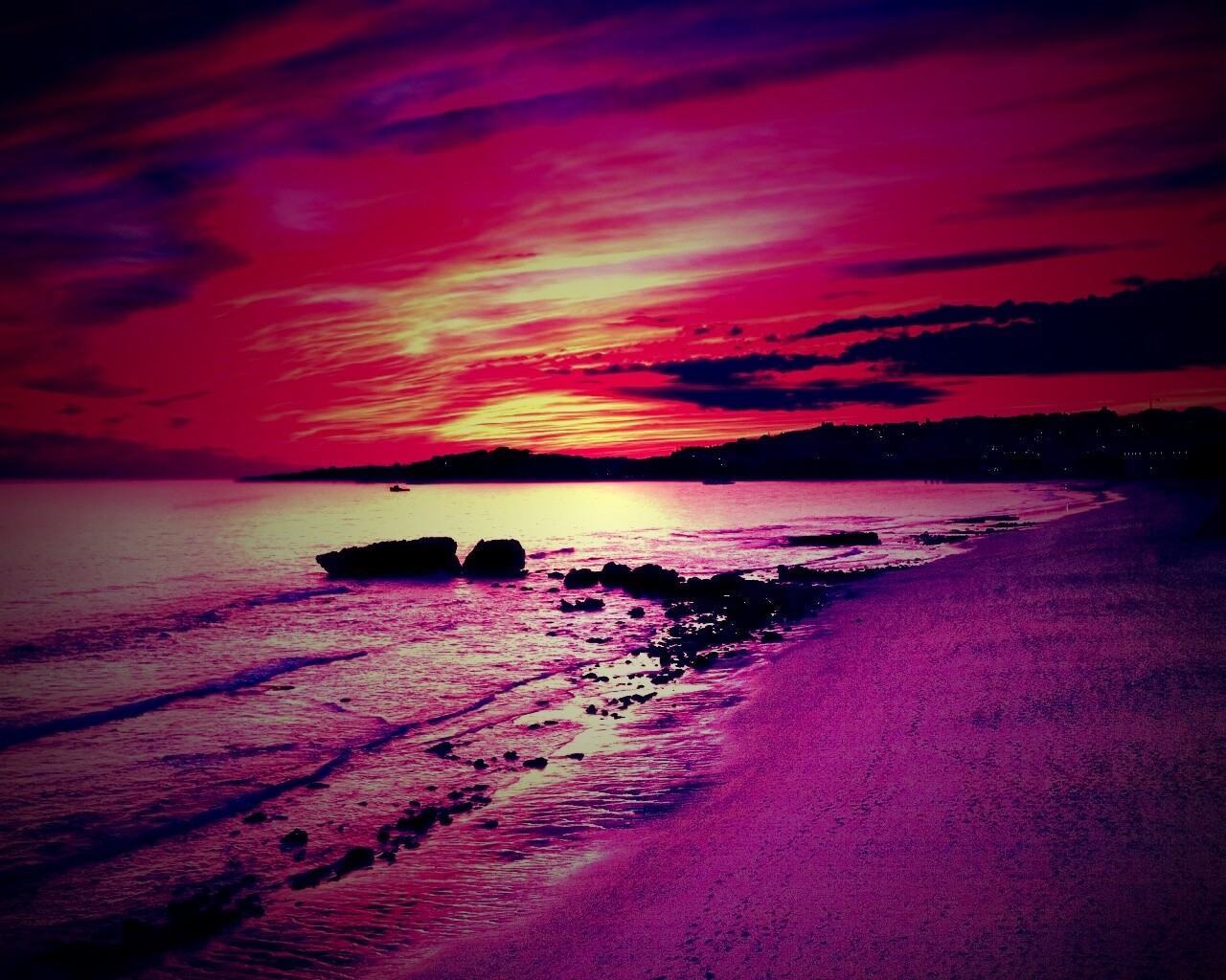 Бесподобный закат на море обои