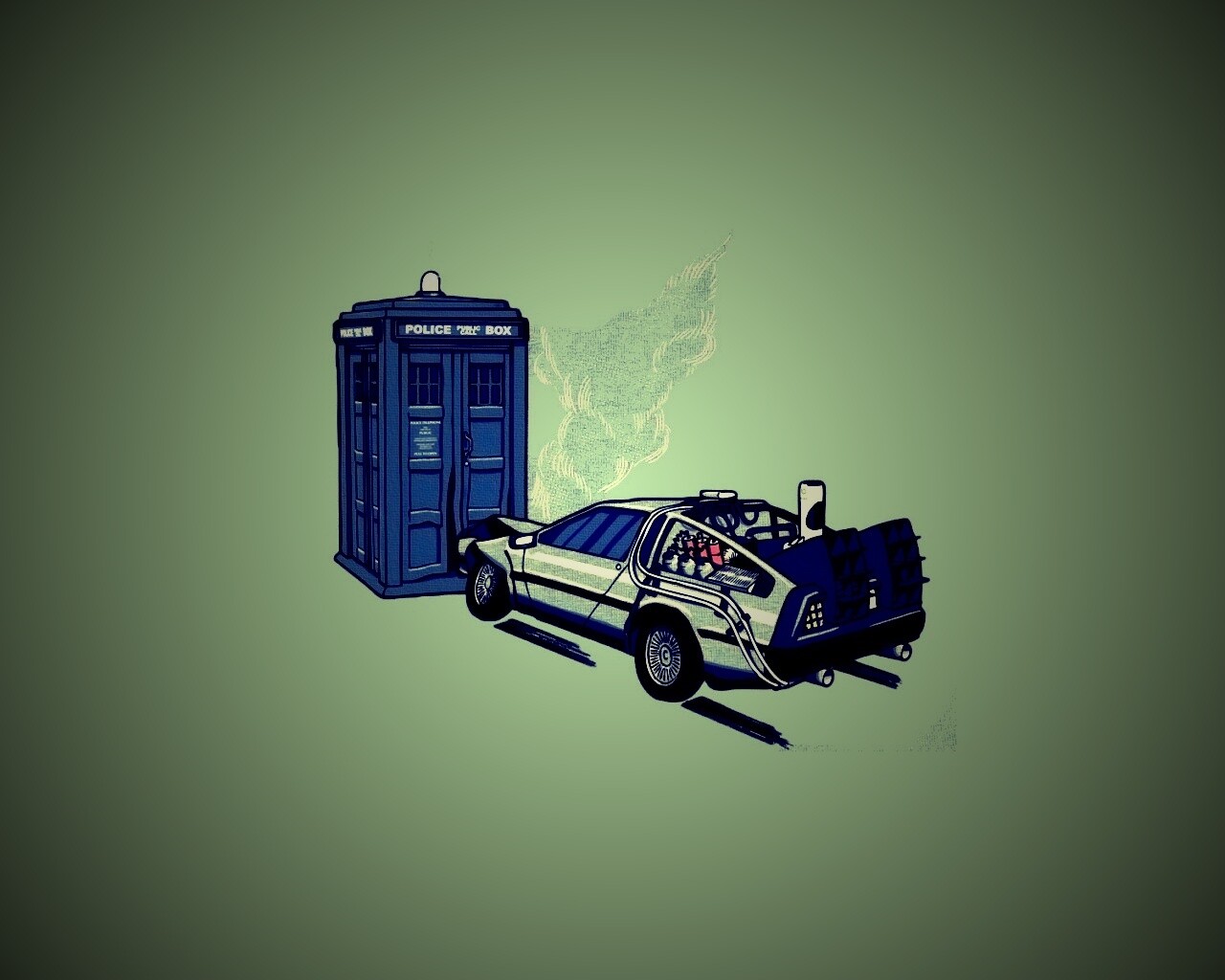 Что будет если ДеЛореан врежется в Тардис? обои