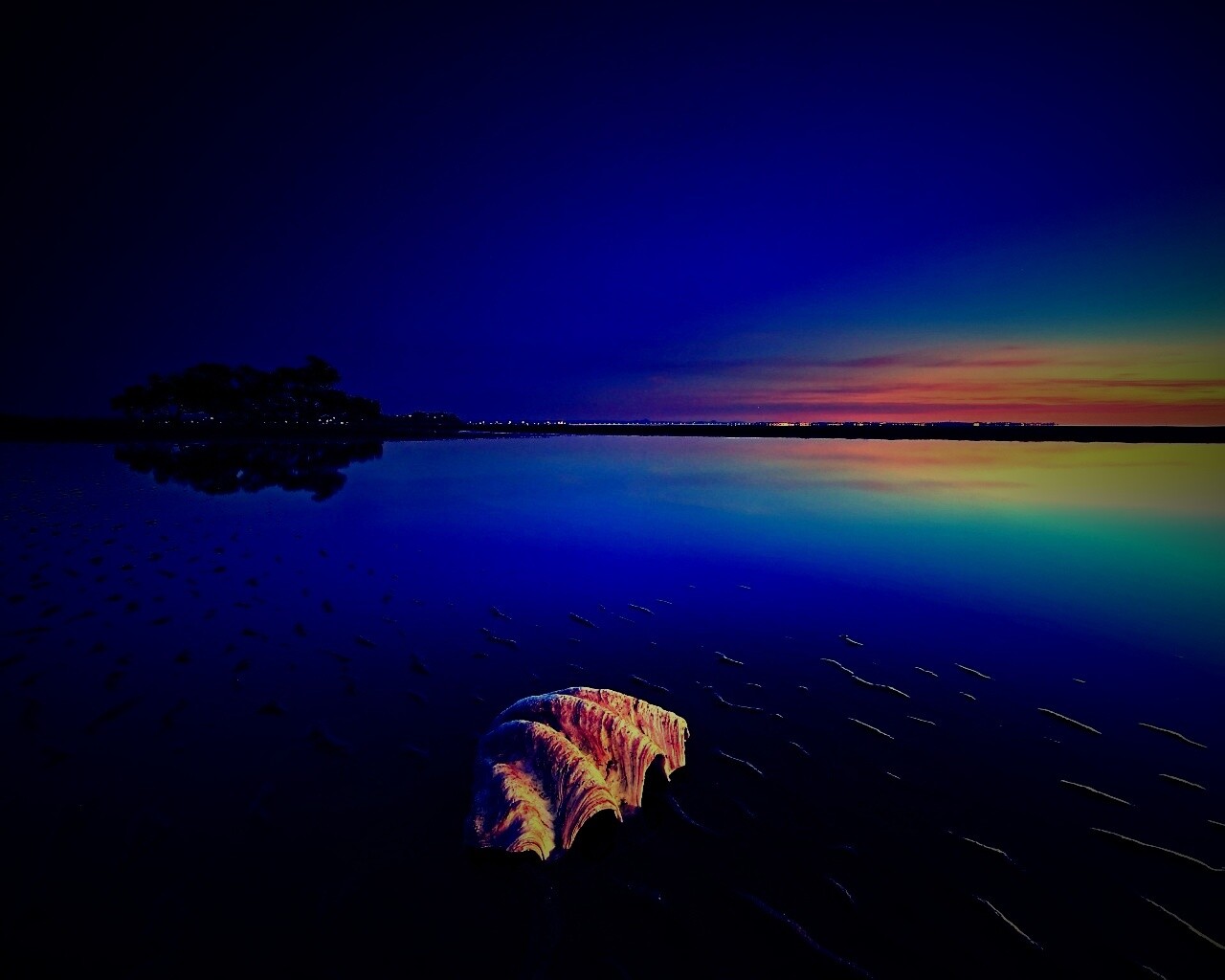 Закат на берегу моря обои