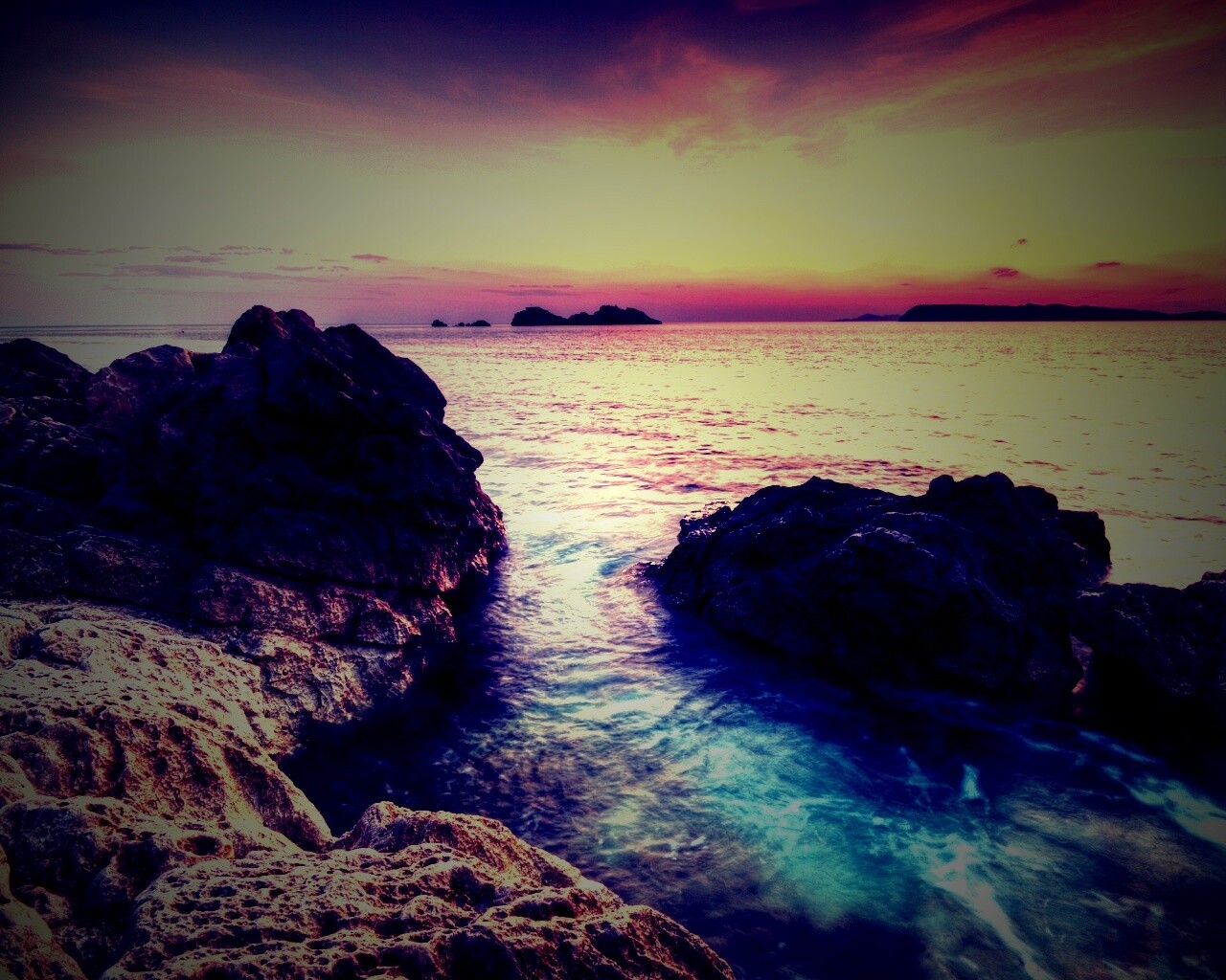 Закат на море обои