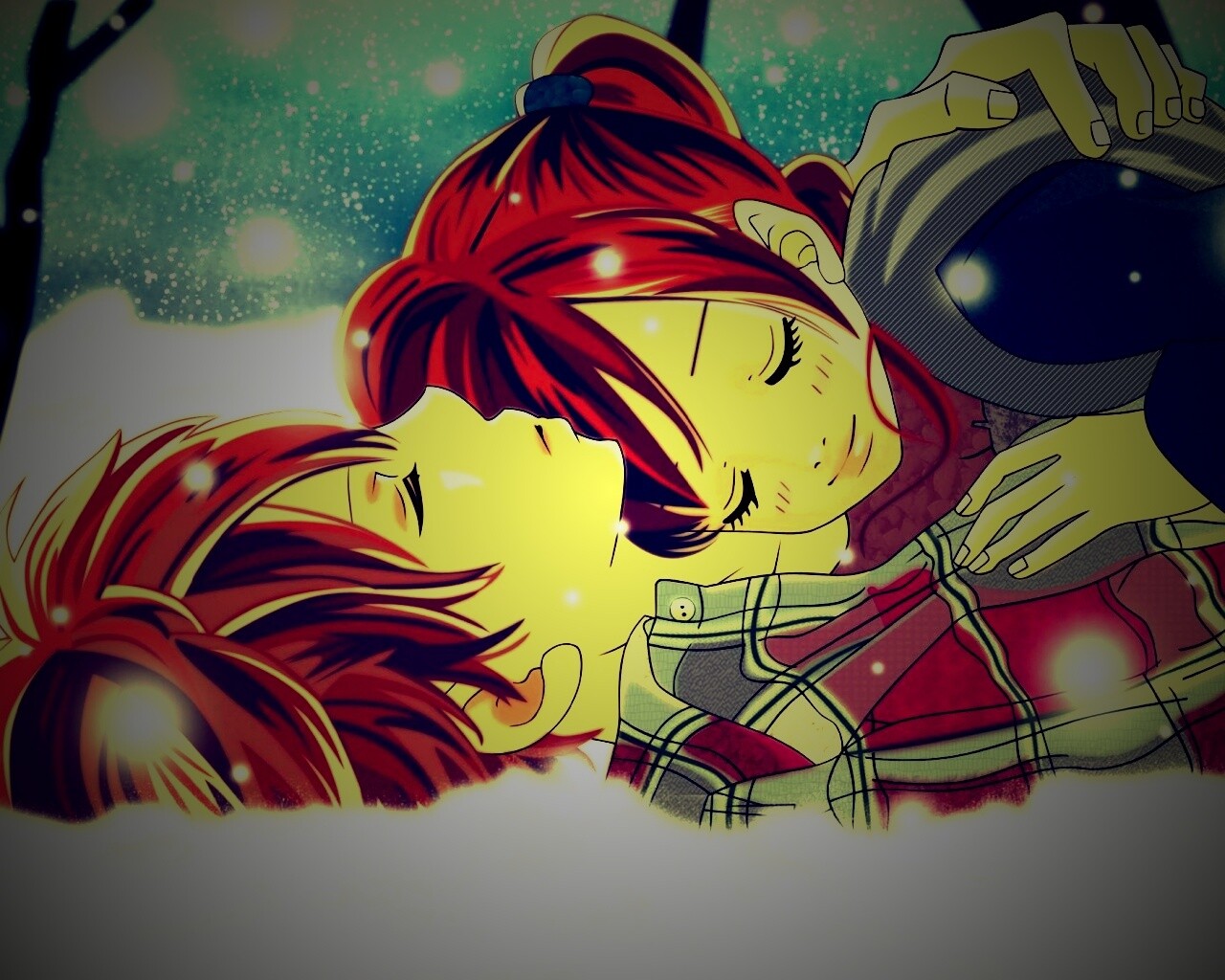 Двое на снегу из Bokura Ga Ita обои