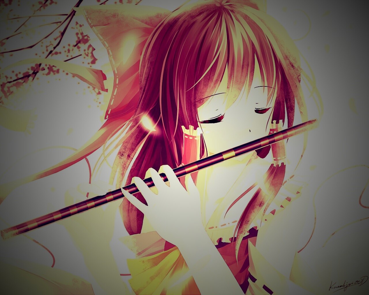 Девочка играет на флейте обои