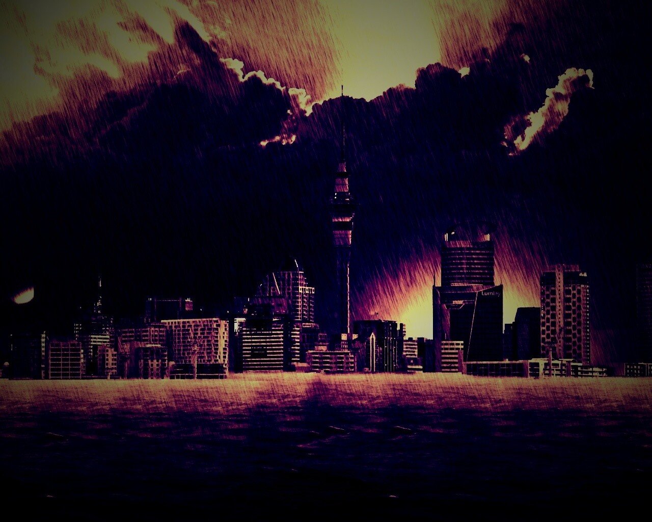 Гроза над городом обои