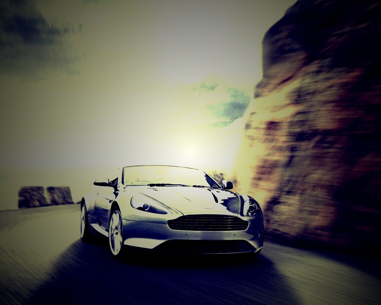 Aston Martin на повороте обои