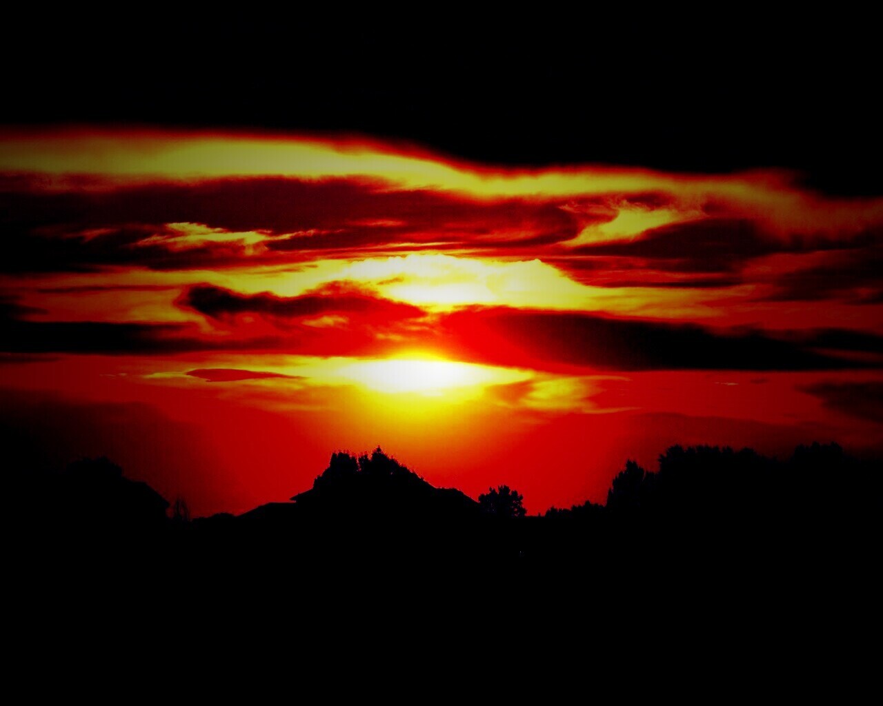 Оранжевый закат обои