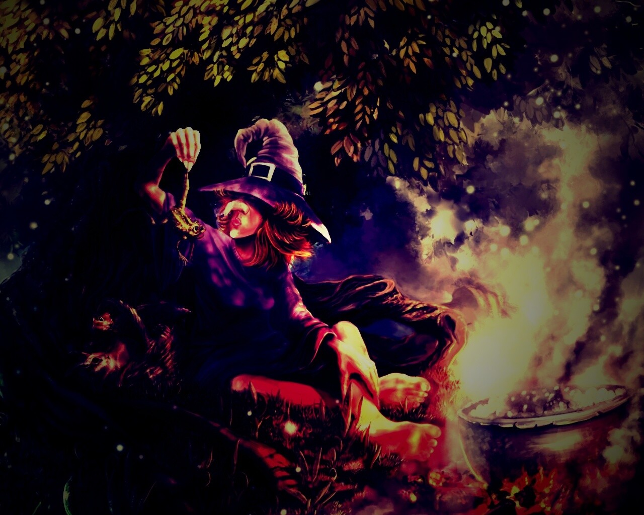 Ведьма варит зелье обои