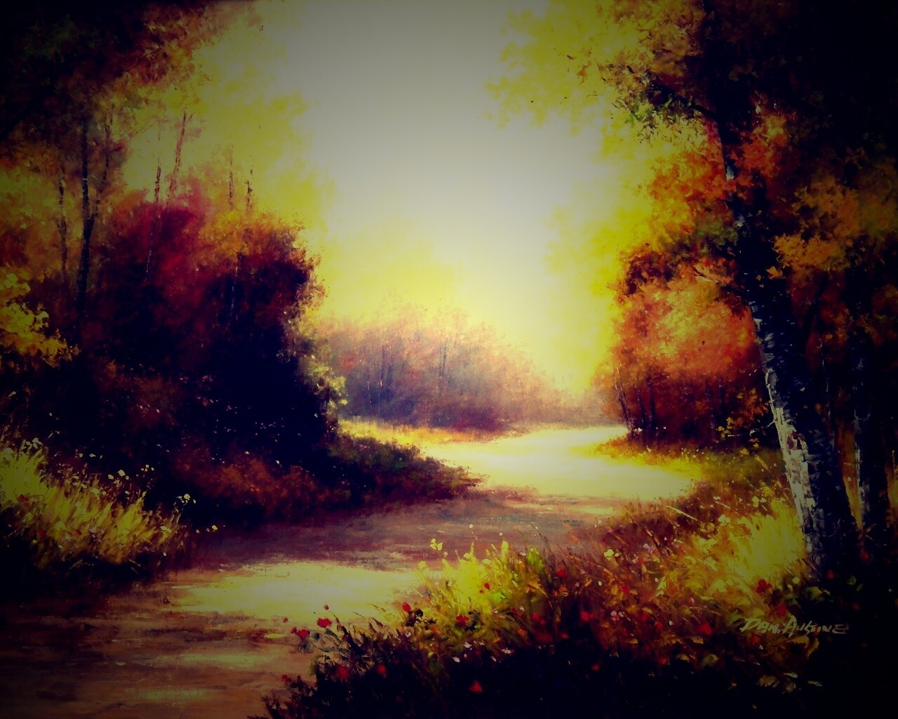 Рисунок лесной дороги обои