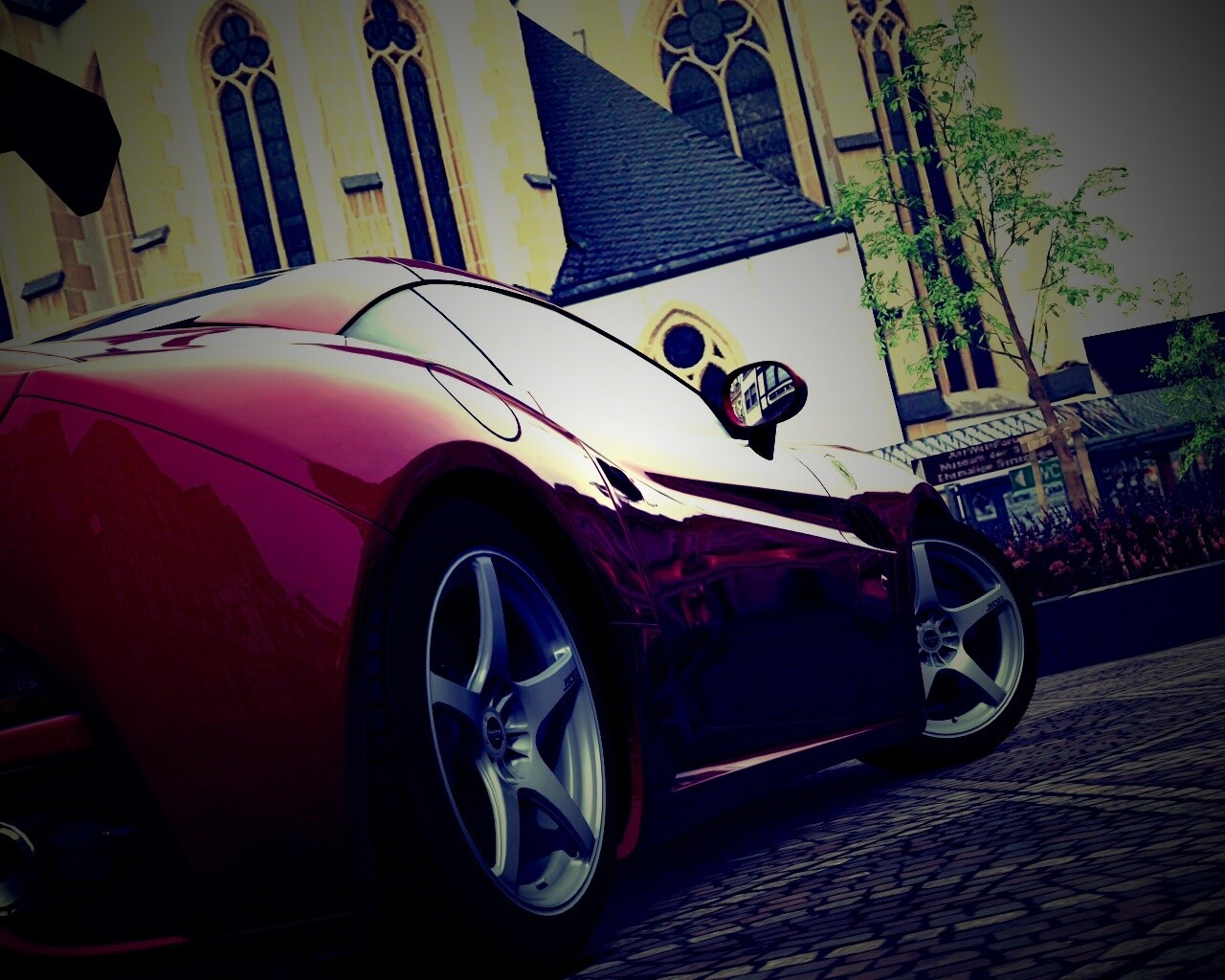 Ferrari на мостовой обои