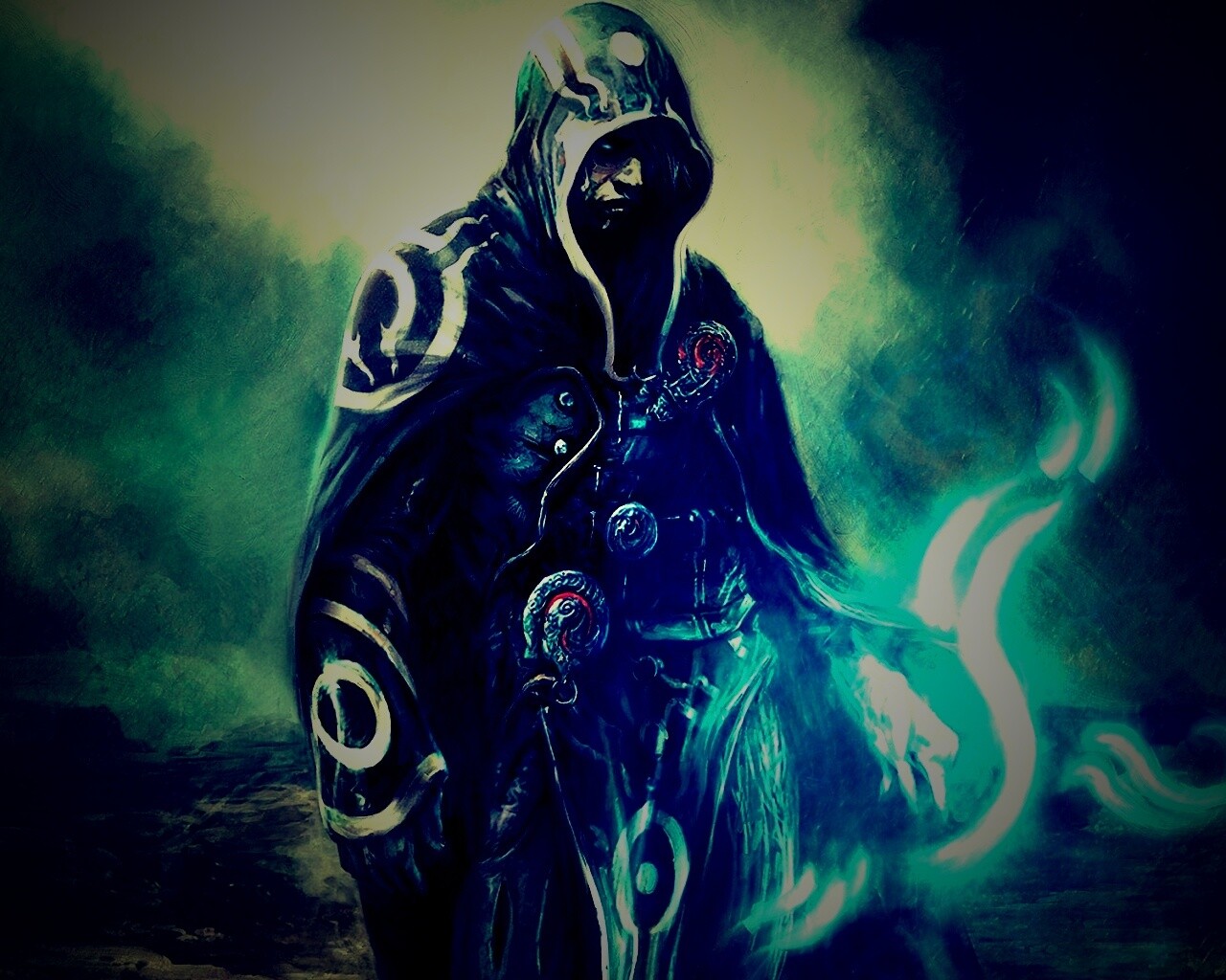 Темный маг в плаще-накидке обои