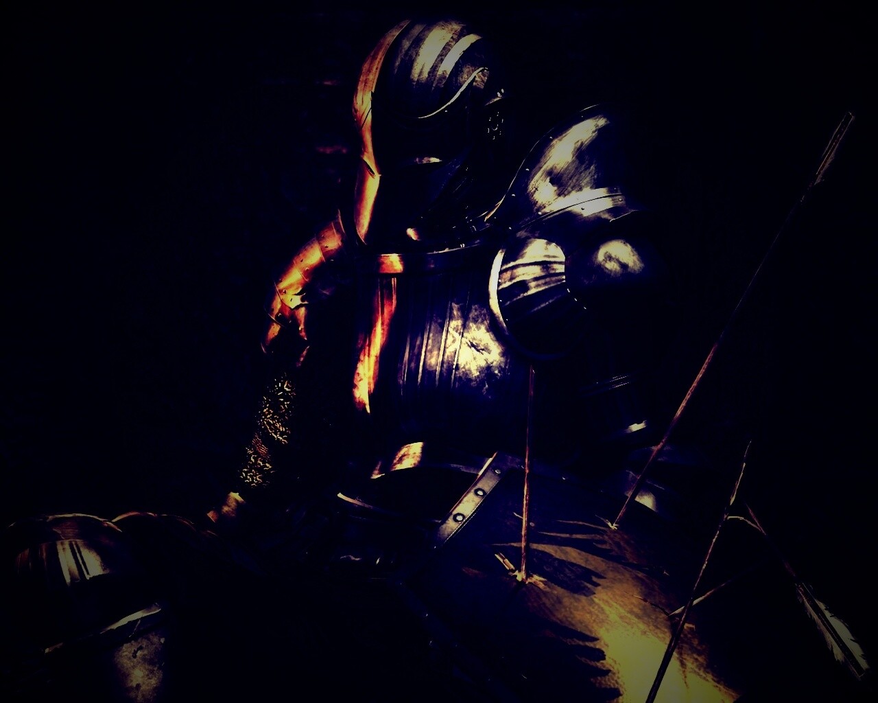 Поверженный рыцарь в доспехах обои