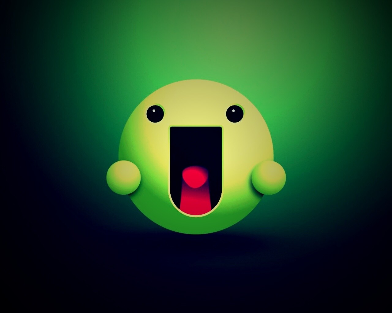 Веселый зеленый смайлик обои