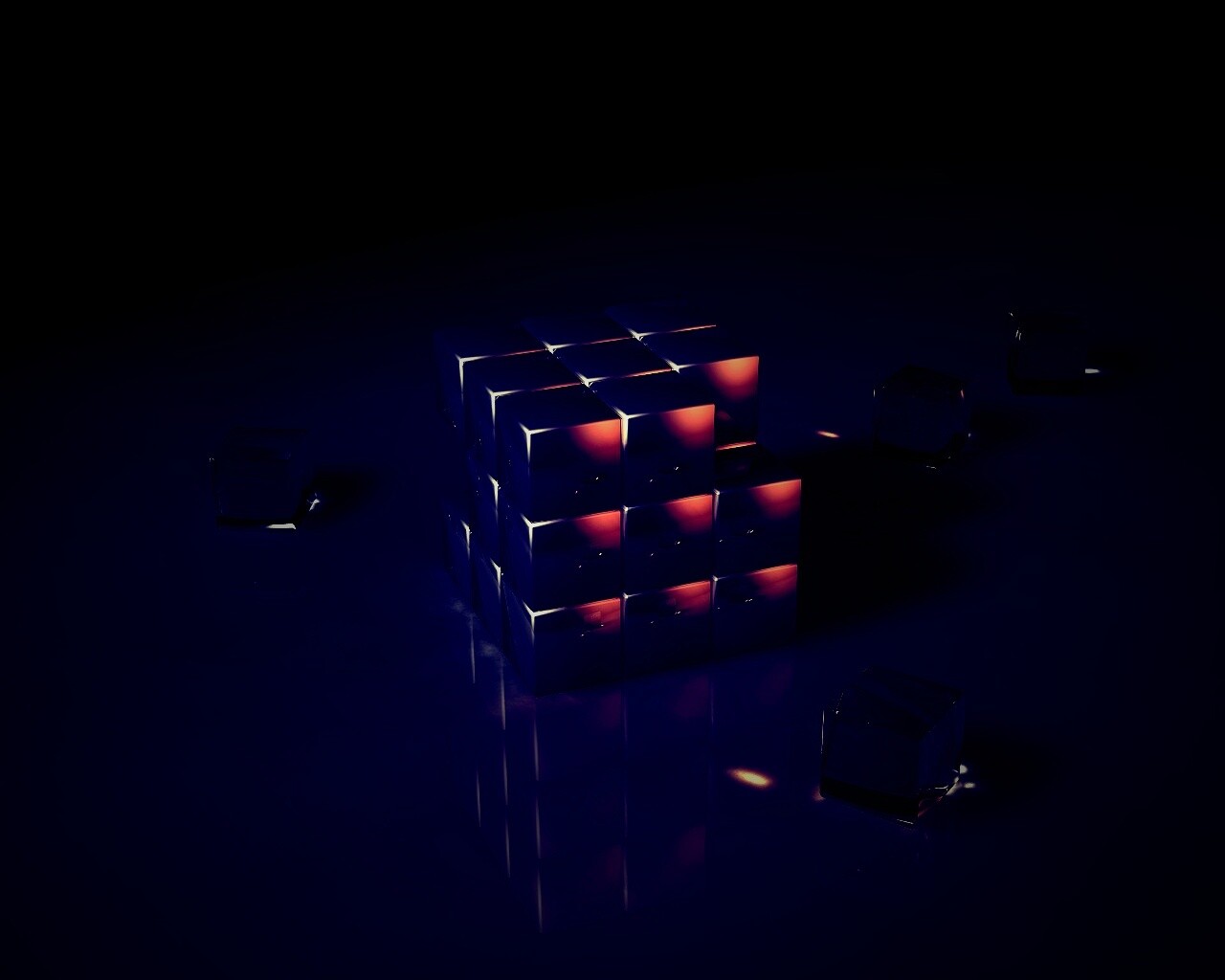 Кубик рубика из стекла обои