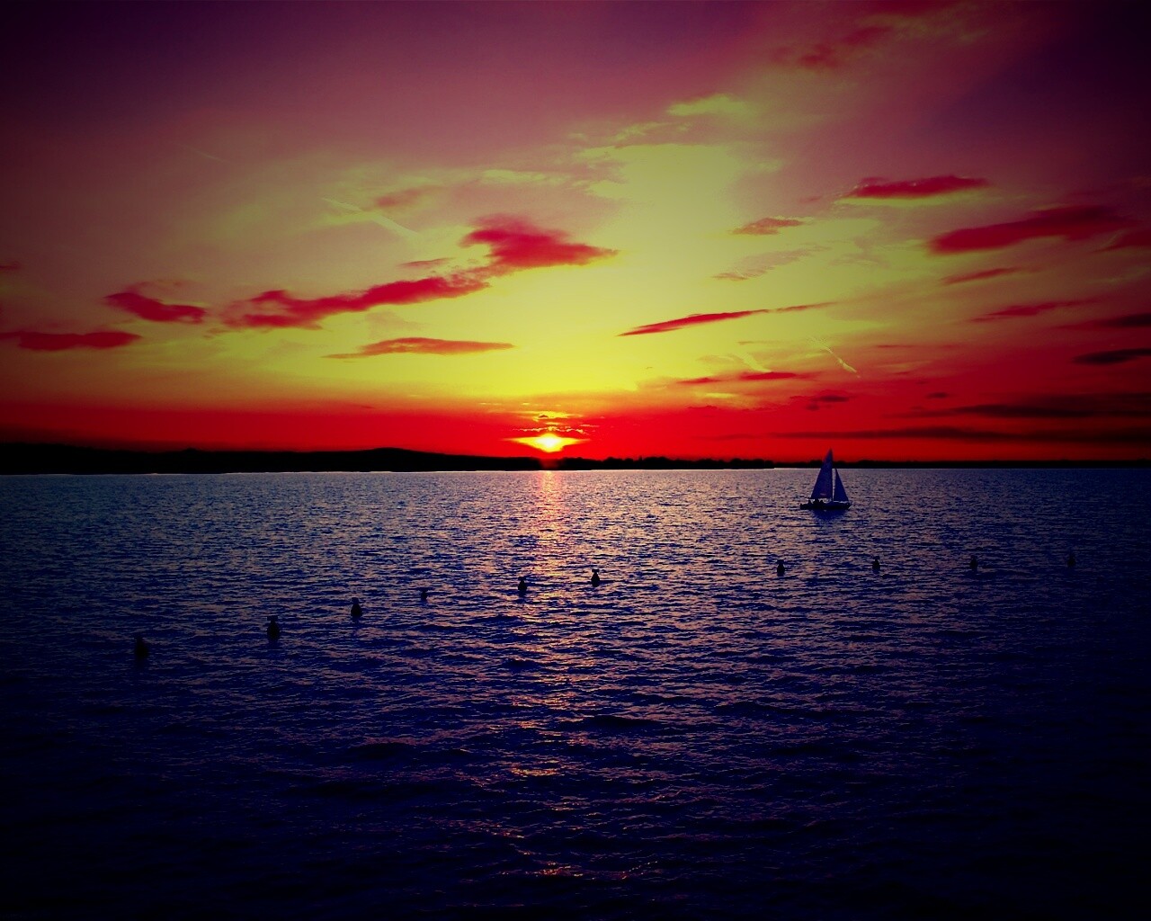 Морской закат обои