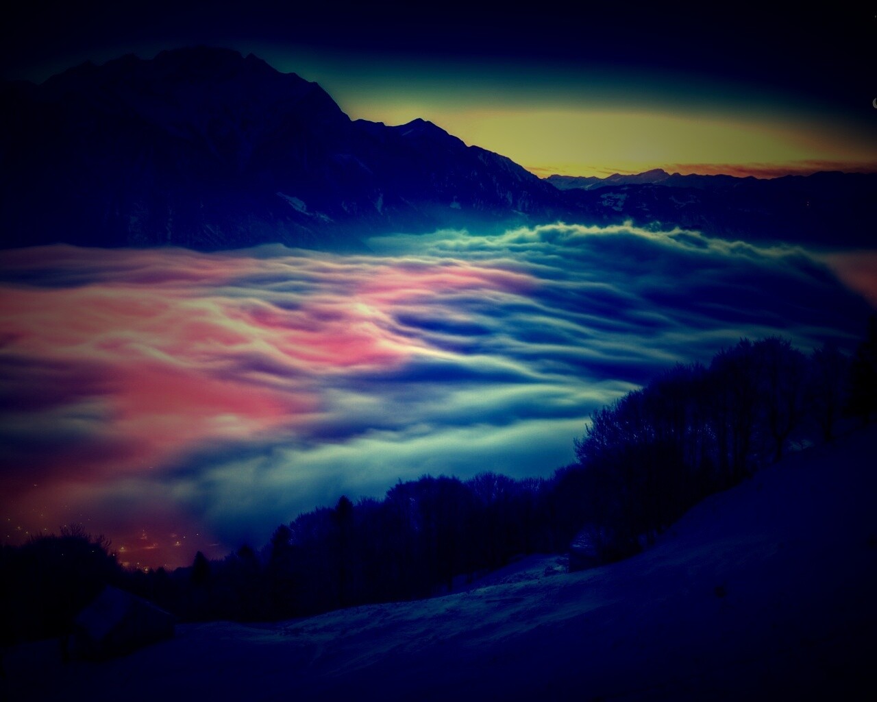 Туман в долине обои