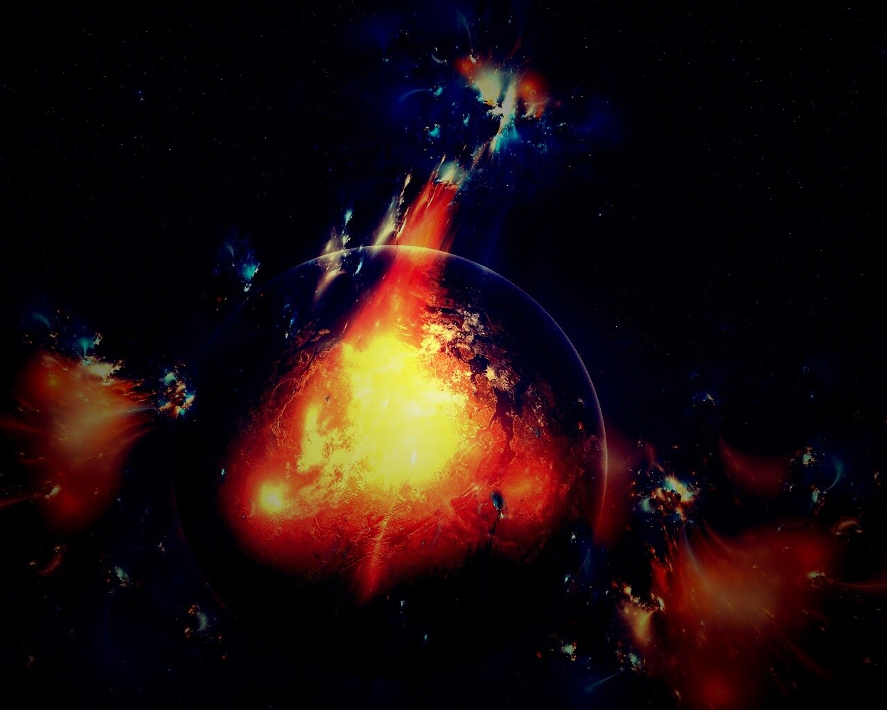 Планета в огнях обои