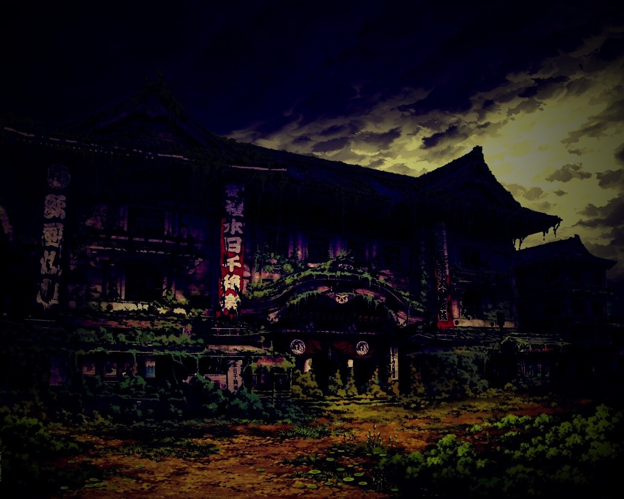 Заброшенное японское здание обои