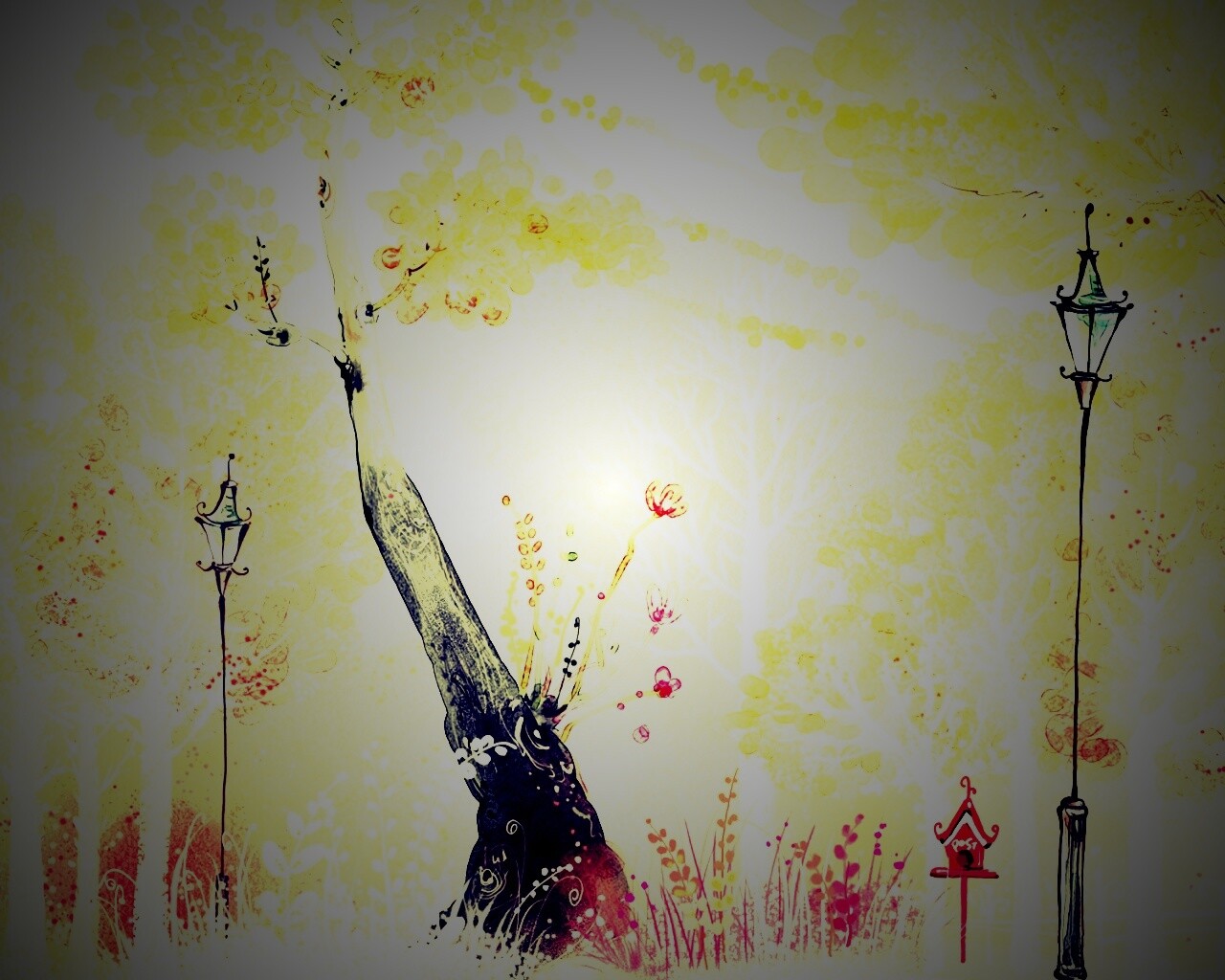 Фонари в парке обои