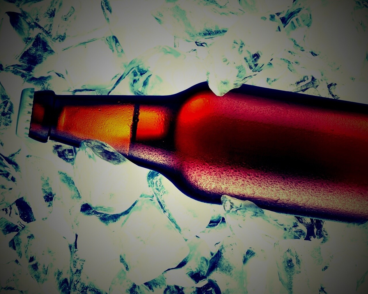 Бутылка пива во льду обои