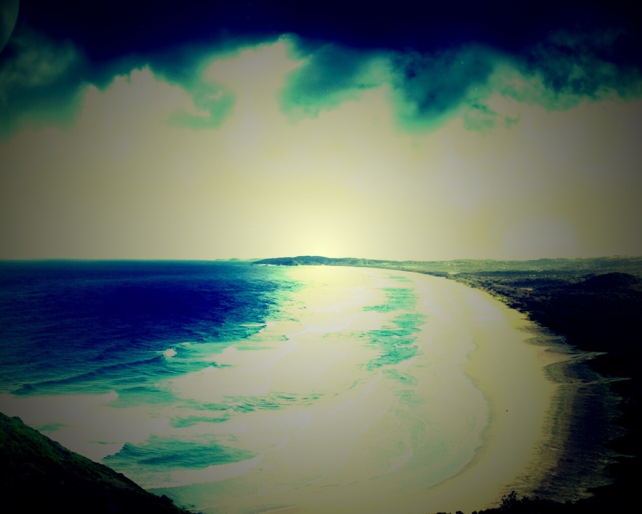 Берег до горизонта обои