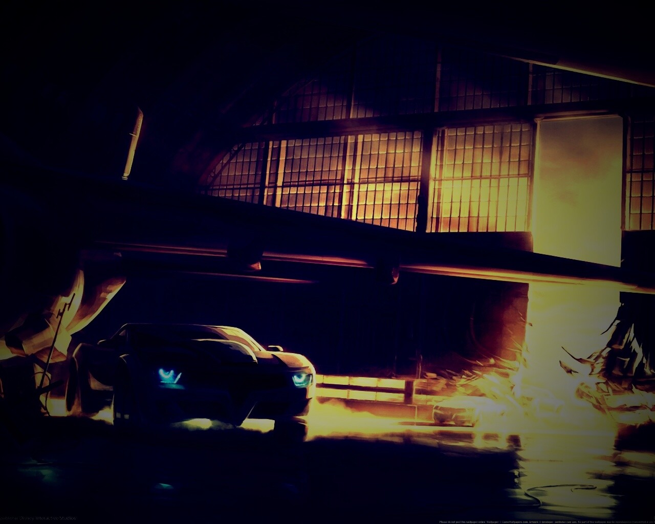 Машины въезжают в ангар обои