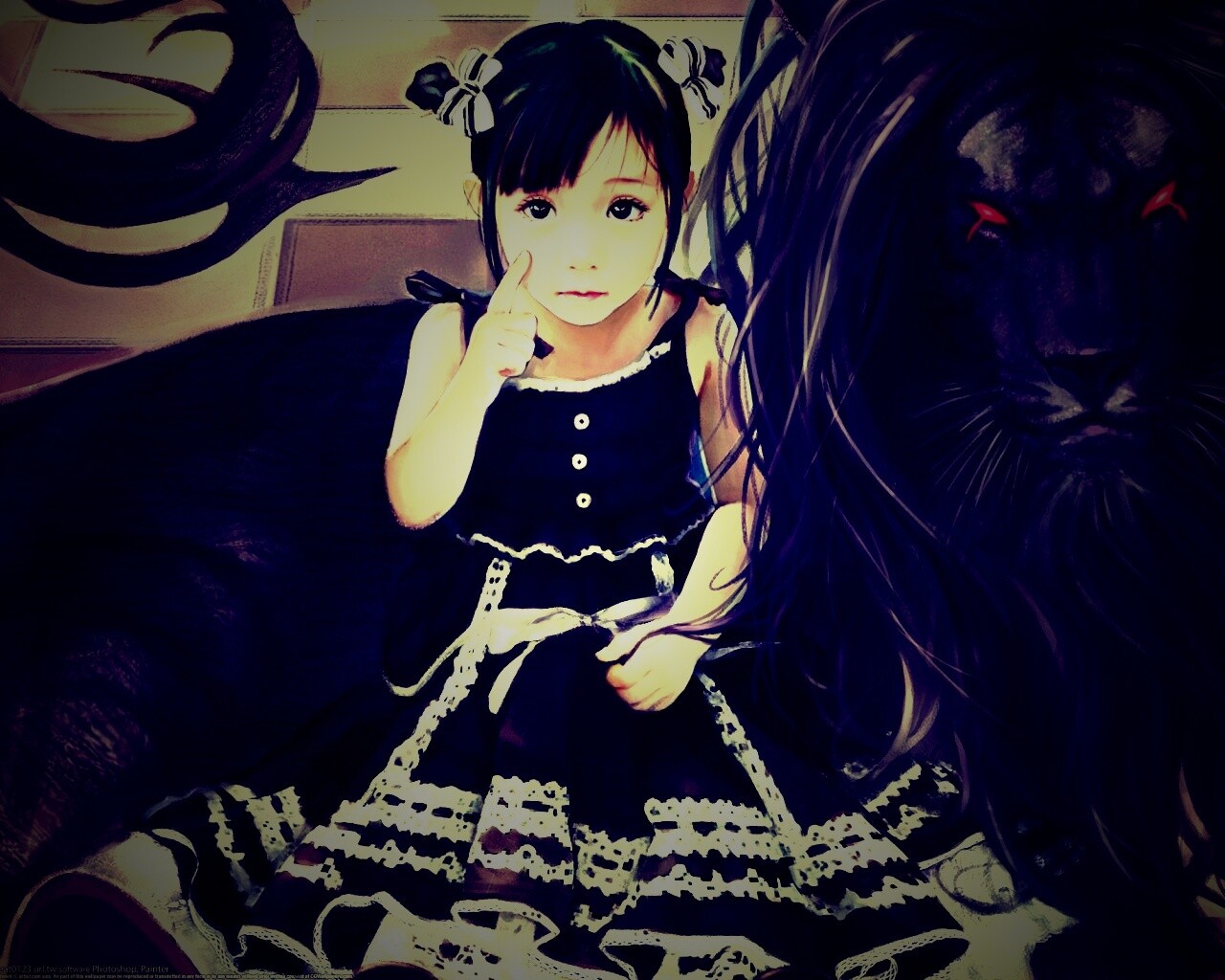 Тёмный лев обои