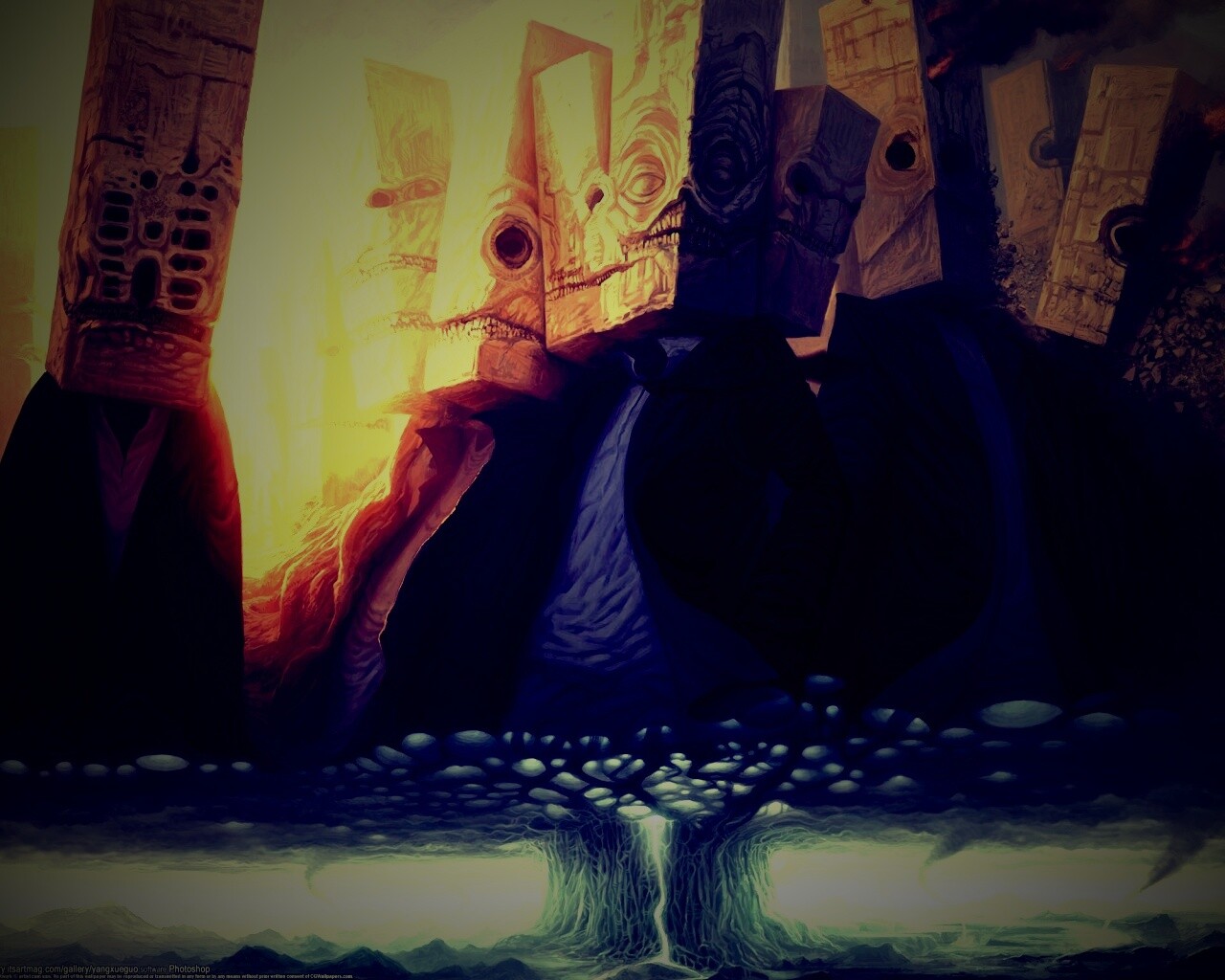 Каменные головы обои