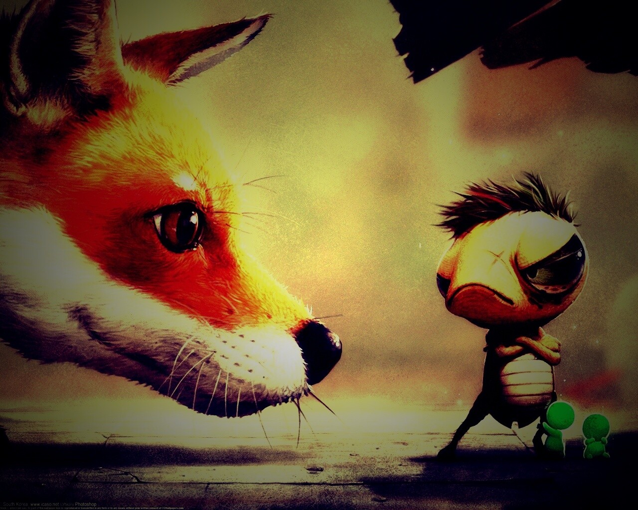 Лиса и жук обои