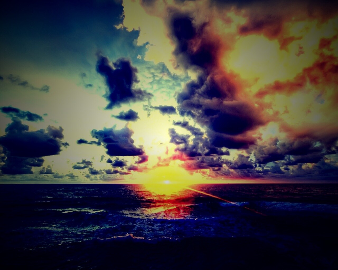 Закат на море обои