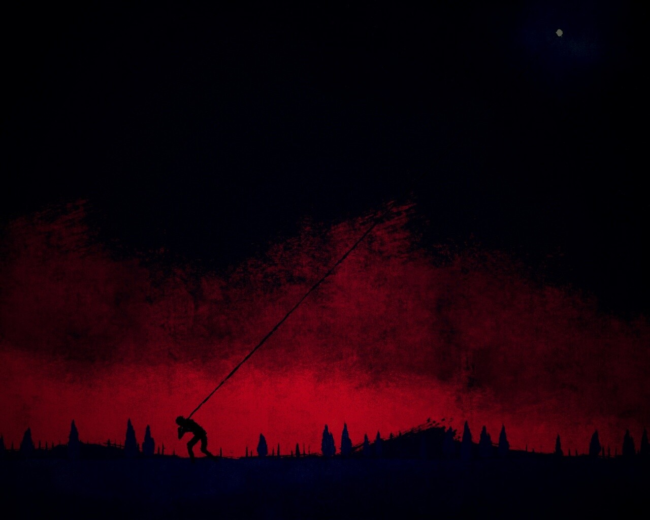 Человек тянущий звезду обои