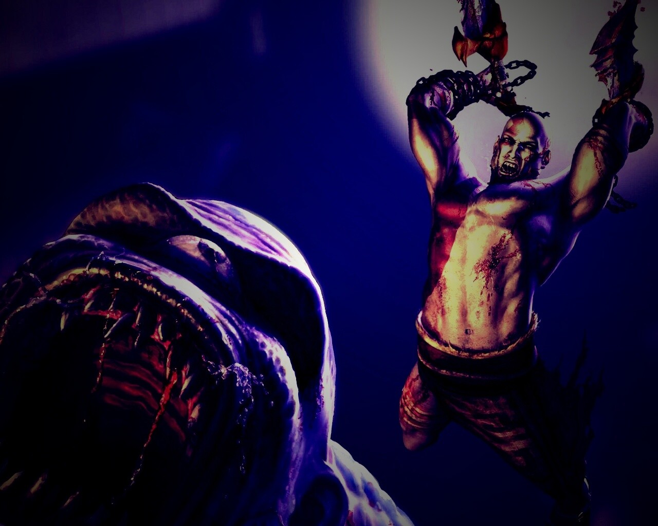 Кратос против монстра обои