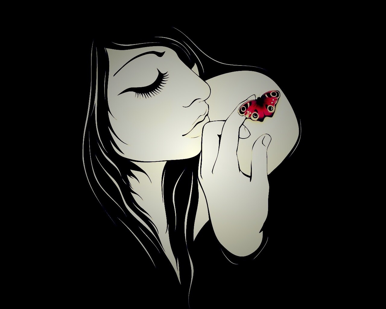 Бабочка на плече обои