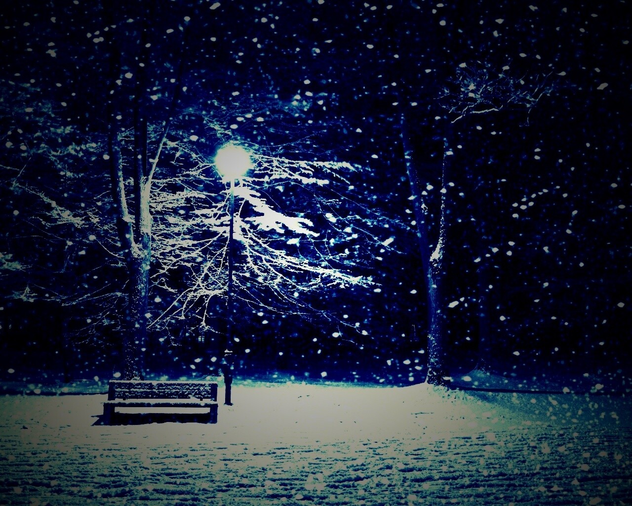 Ночь..улица..фонарь..скамейка.. обои