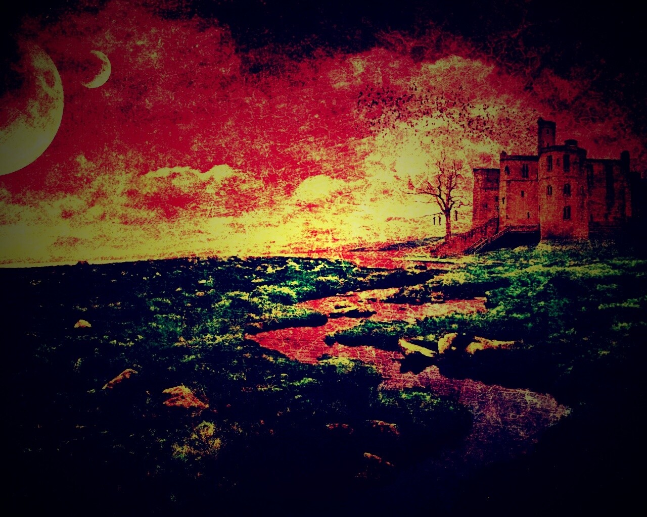 Старинный пейзаж с замком обои