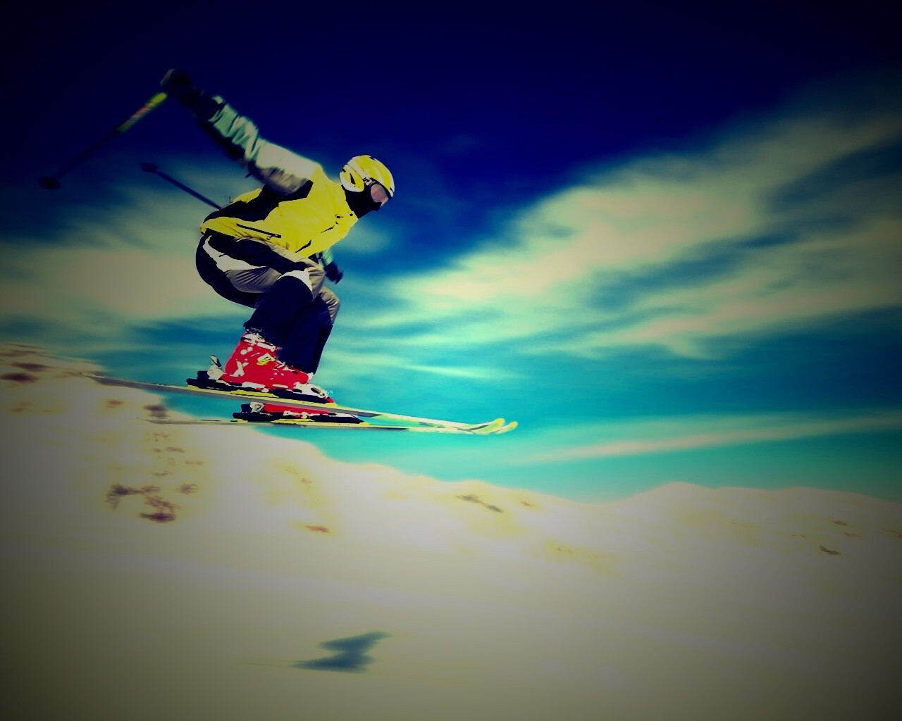 Лыжник в прыжке обои