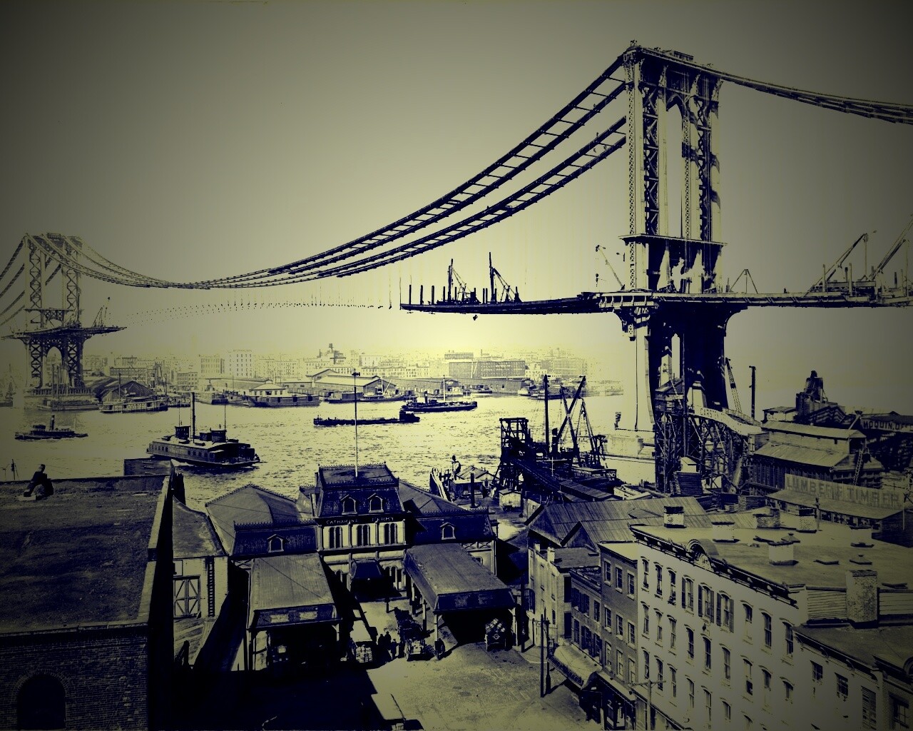 Постройка моста обои