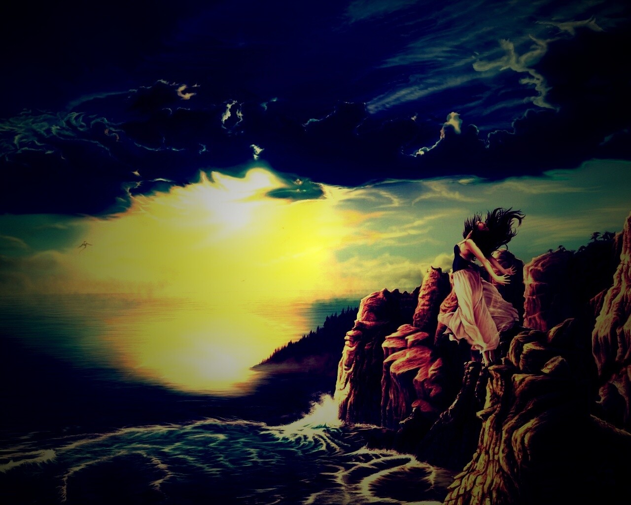 Прыжок с обрыва обои