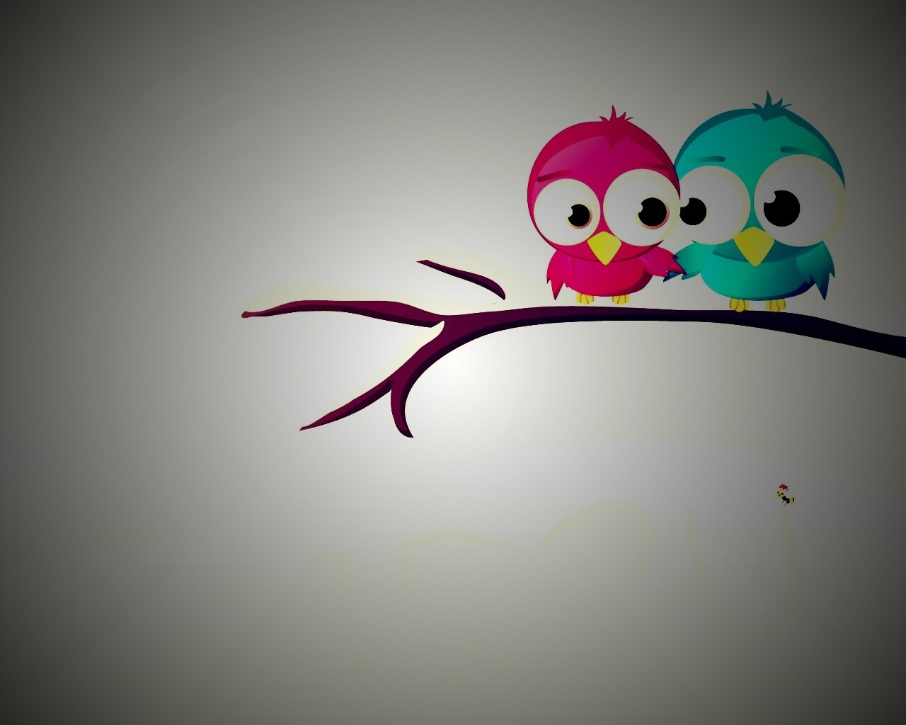 Две птички на ветке щебечут о любви обои