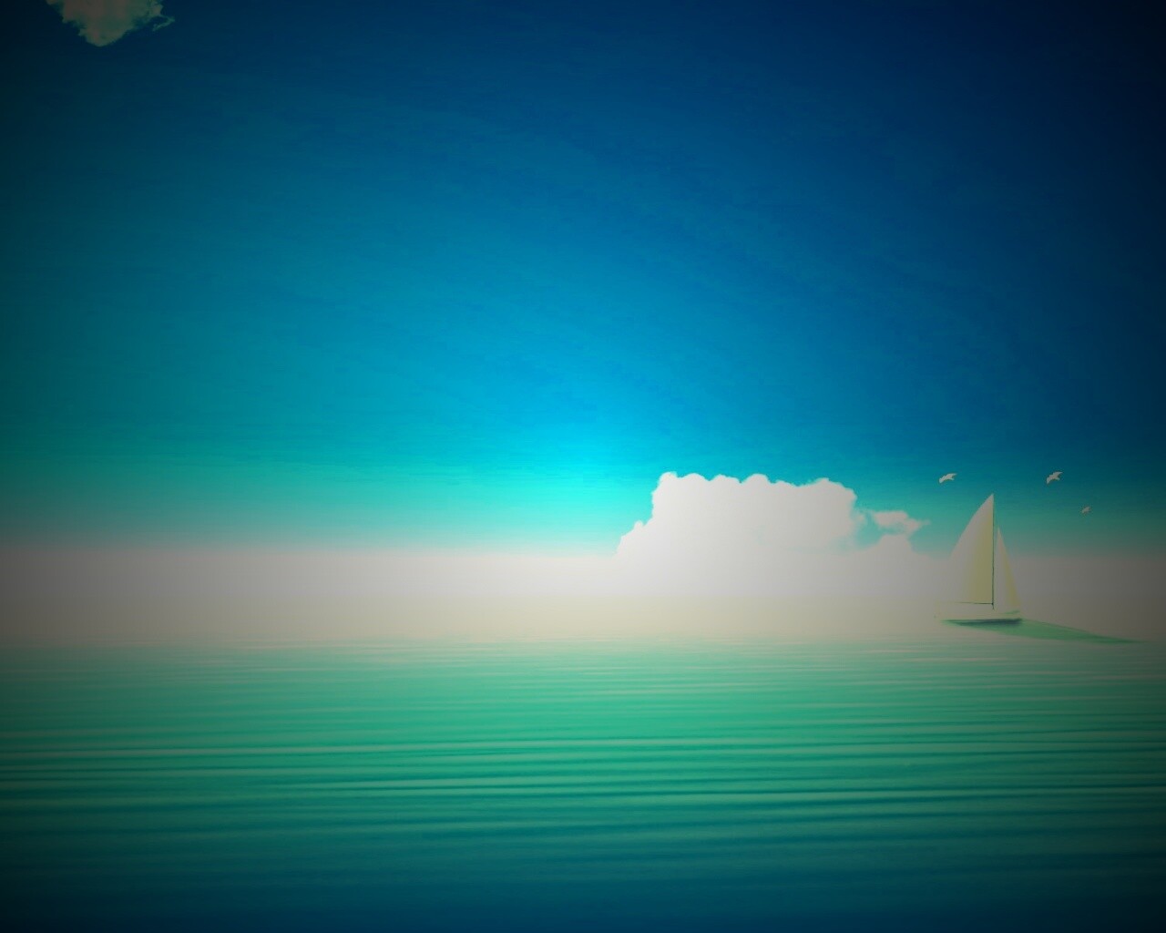 Голубые обои под хорошее настроение с парусником обои