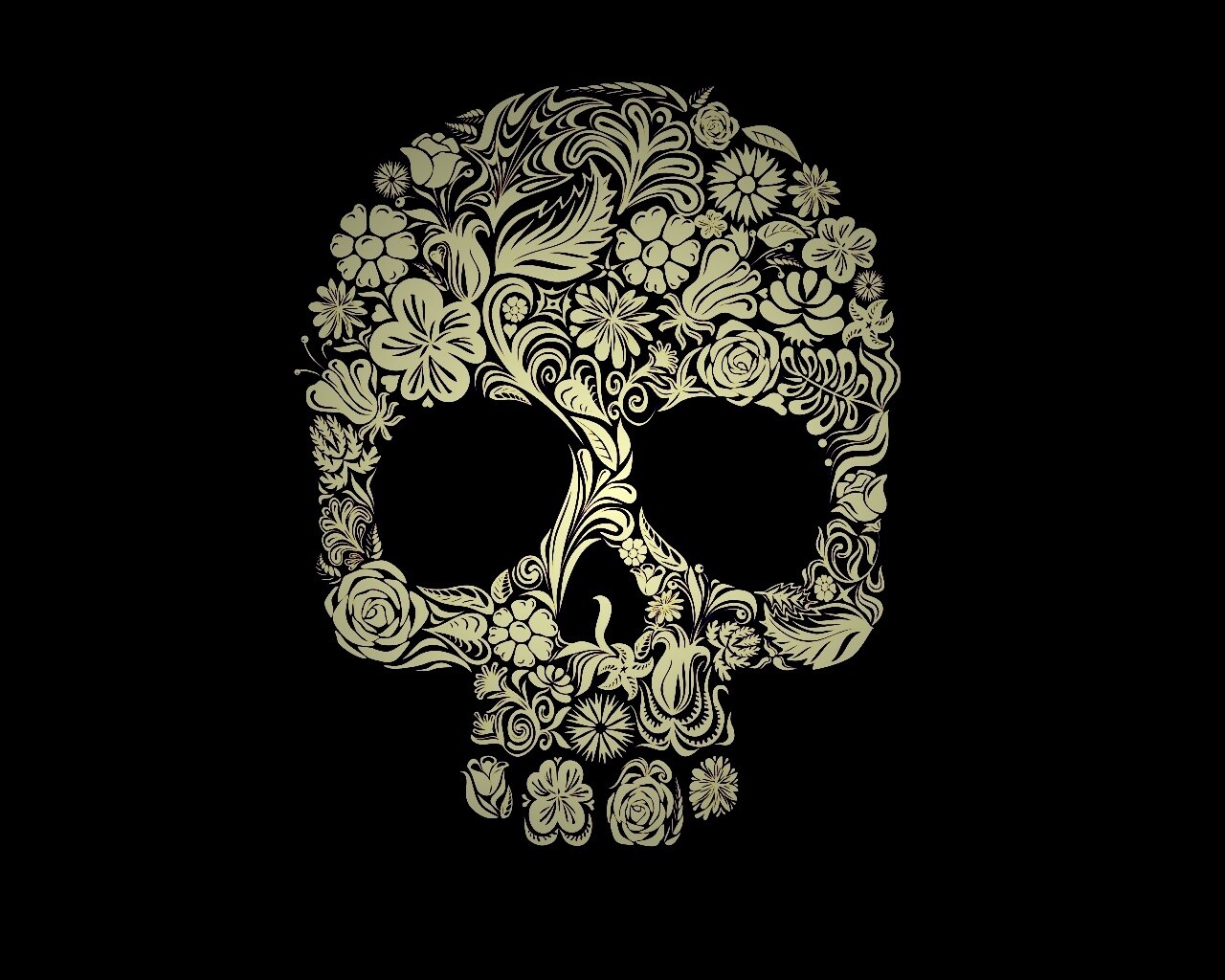 Череп из векторных цветов обои