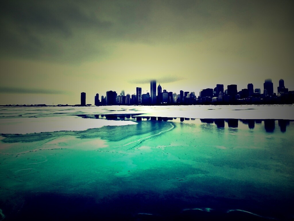 Зимний город обои